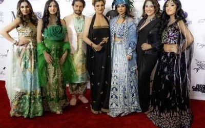 Stepping onto the red carpet in style with the incredible fashion designer Radhi…